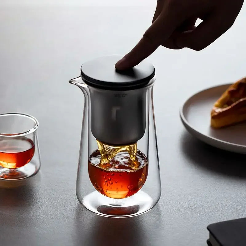 Glass Teapot with One-Button Infuser