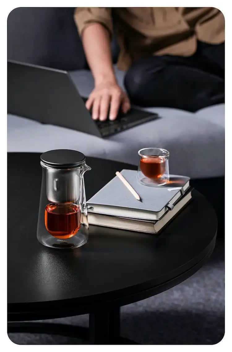 Glass Teapot with One-Button Infuser