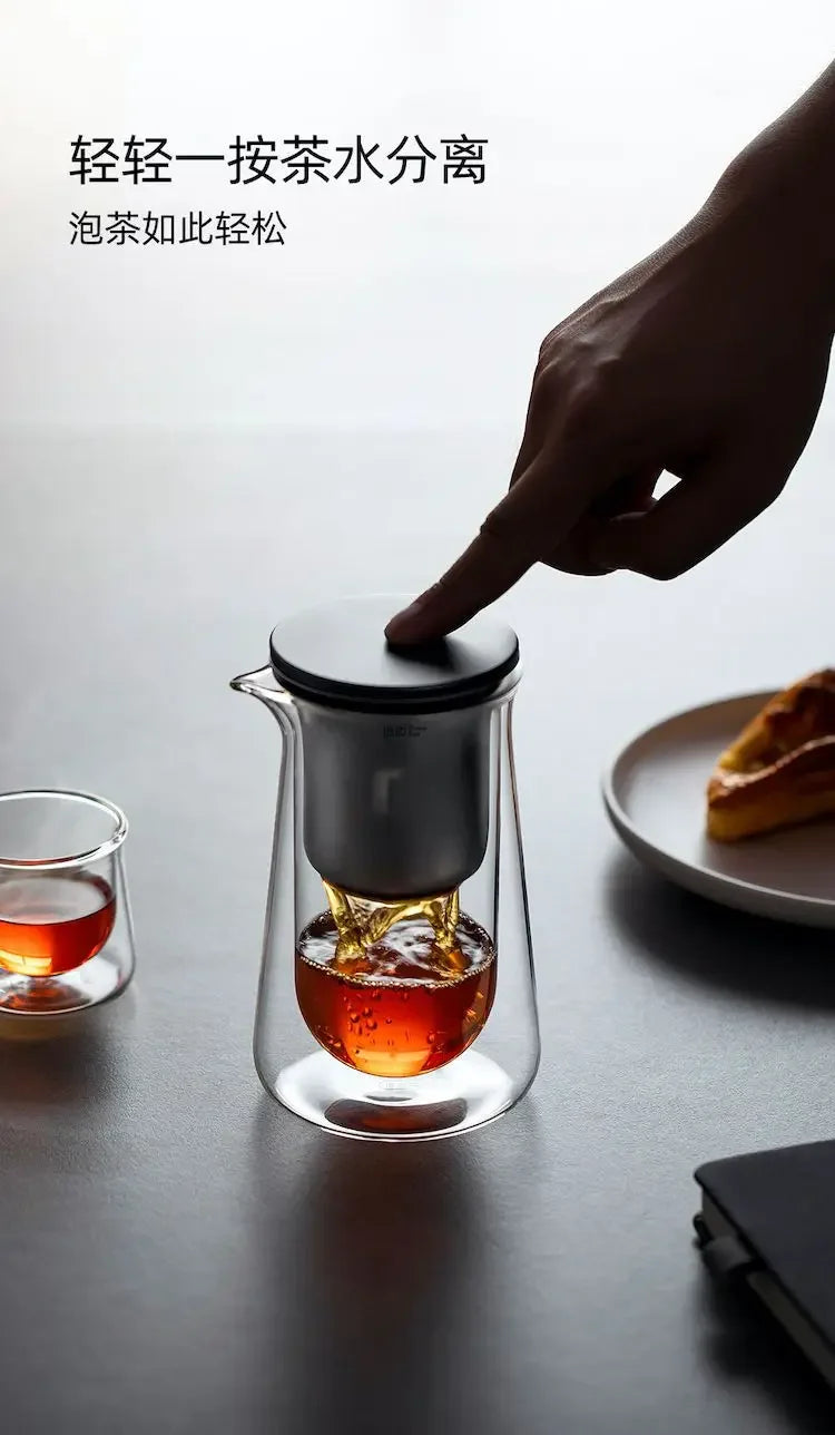 Glass Teapot with One-Button Infuser