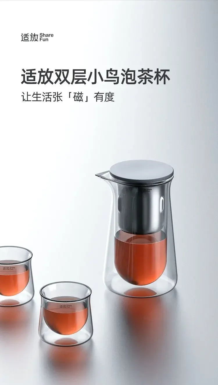 Glass Teapot with One-Button Infuser
