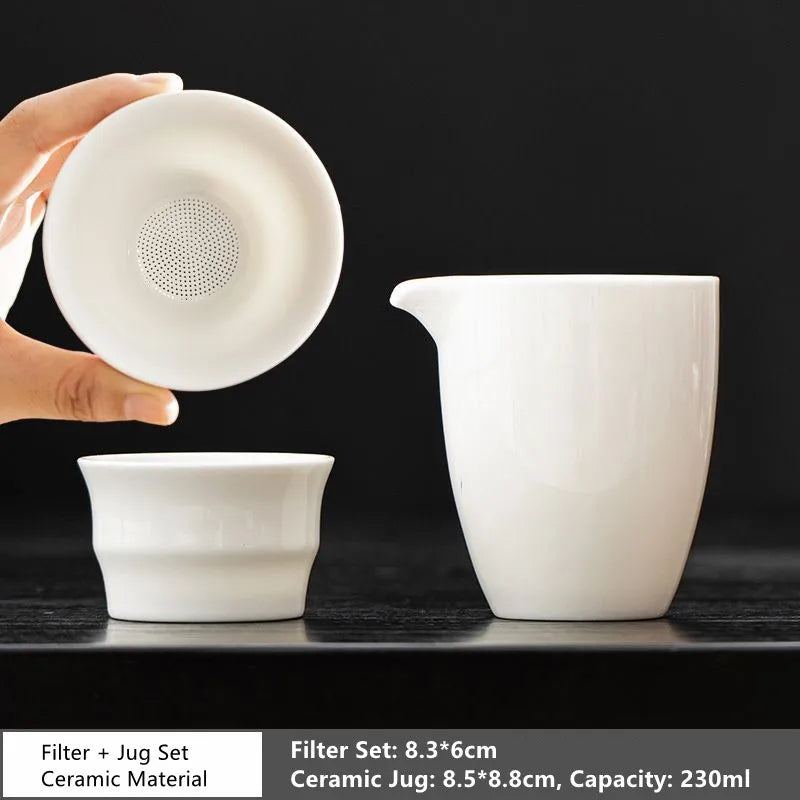 Gongfu Tea Strainer & Glass Pitcher Set