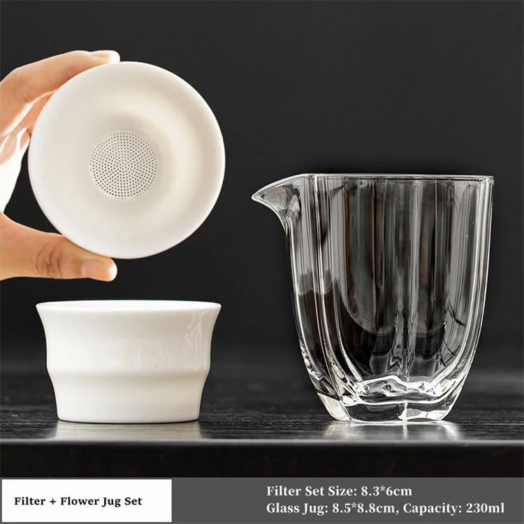 Gongfu Tea Strainer & Glass Pitcher Set