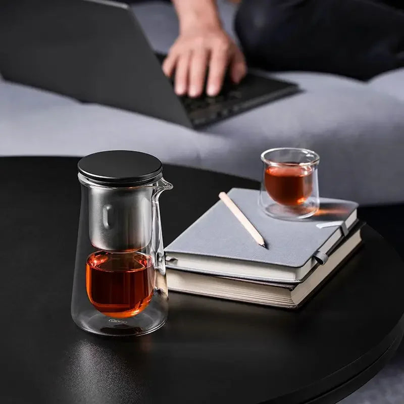 Glass Teapot with One-Button Infuser