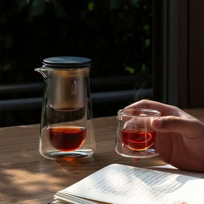 Glass Teapot with One-Button Infuser