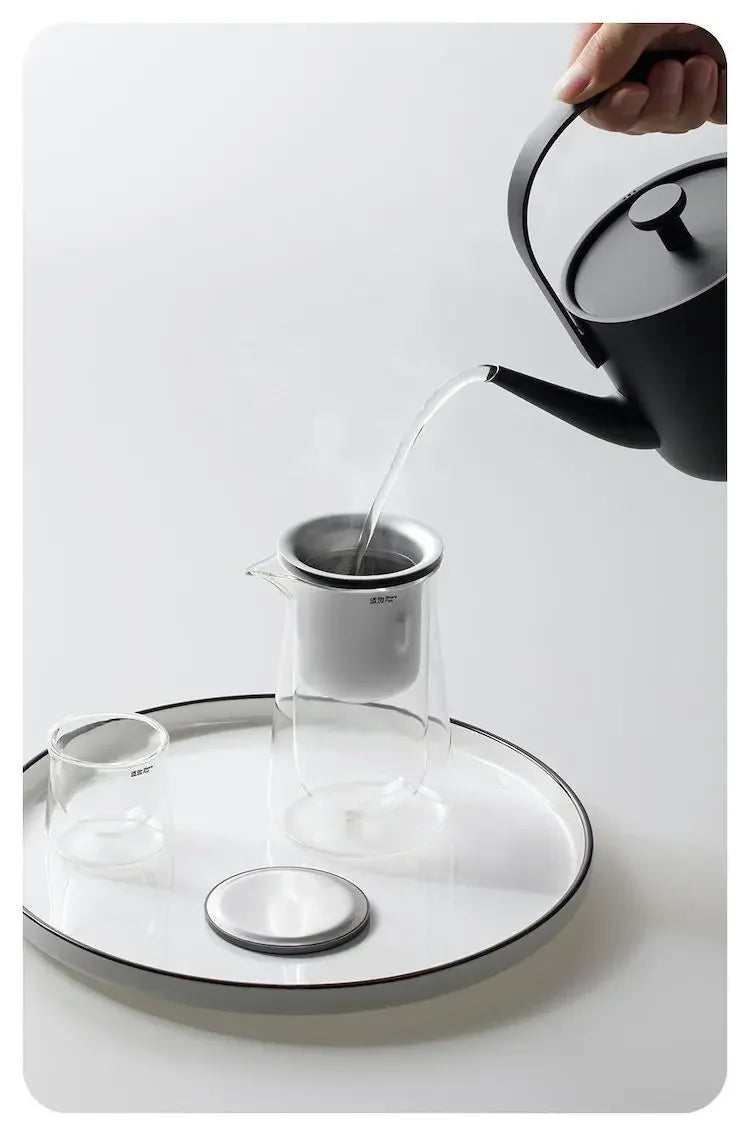 Glass Teapot with One-Button Infuser