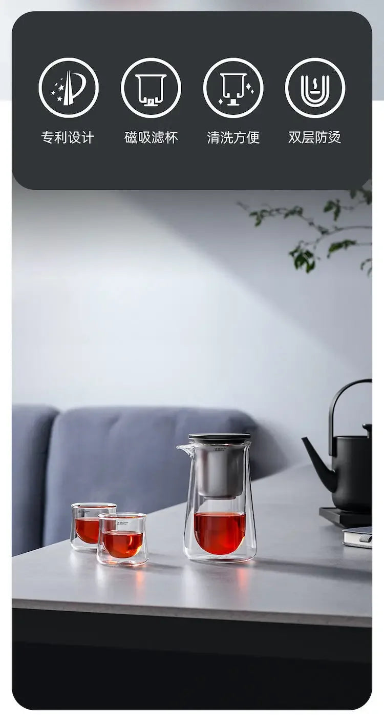 Glass Teapot with One-Button Infuser
