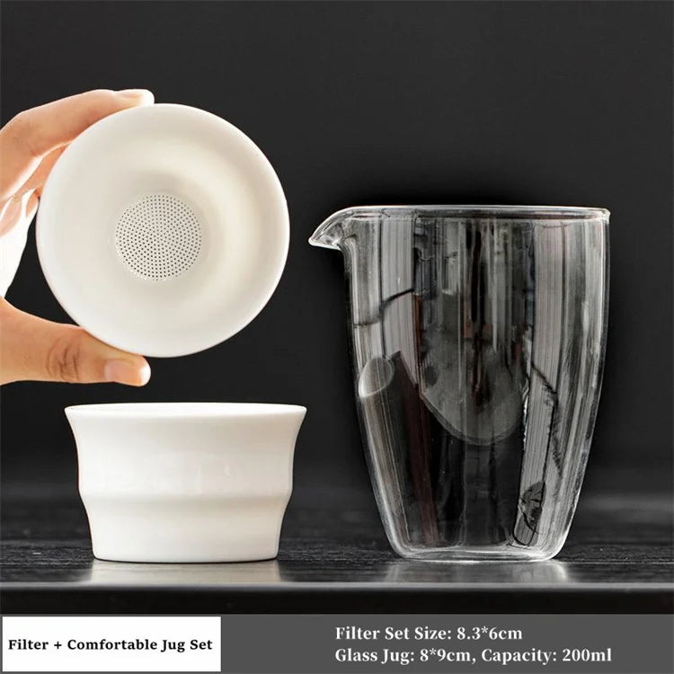 Gongfu Tea Strainer & Glass Pitcher Set