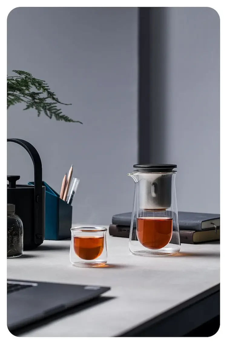 Glass Teapot with One-Button Infuser