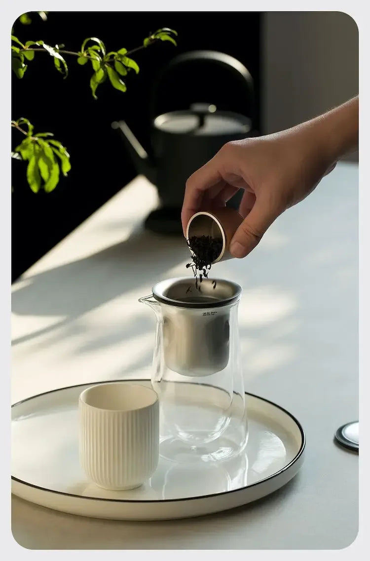 Glass Teapot with One-Button Infuser